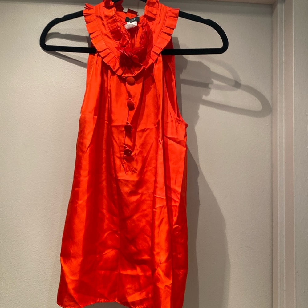 j.Crew orange, red silk shirt